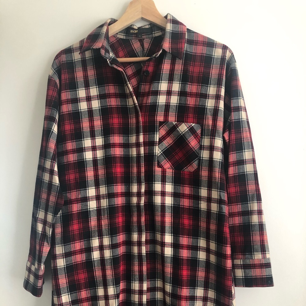 Maje Checked Shirt dress